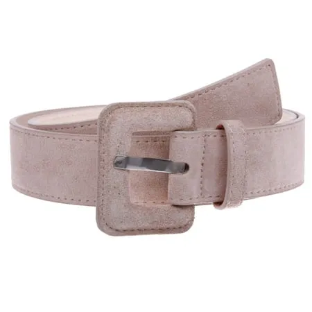 1 1/2 Inch Stitching-Edged Suede Leather Belt