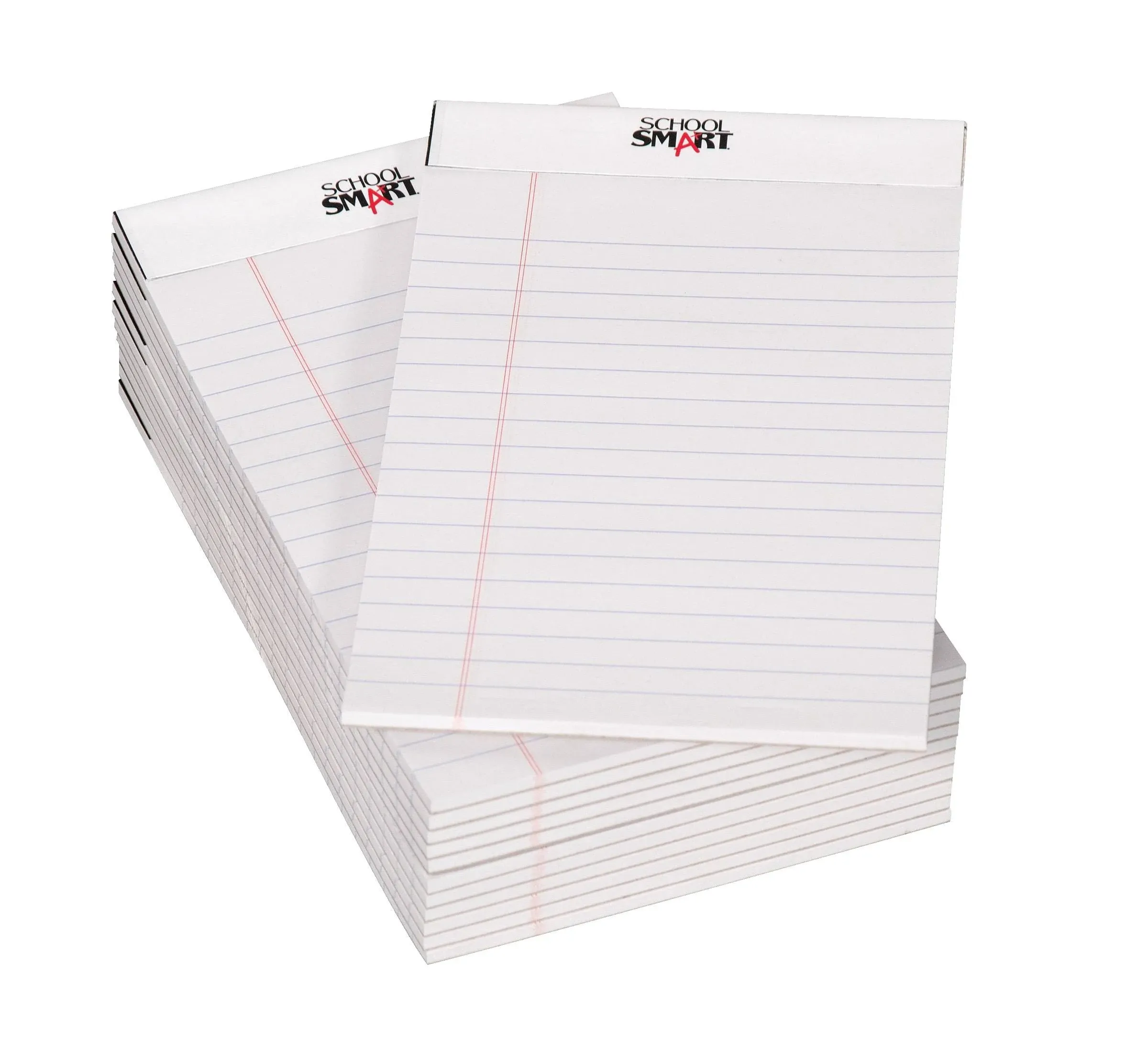 School Smart Junior Legal Pad, 5 x 8 Inches, 50 Sheets Each, White, Pack of 12 - 027445