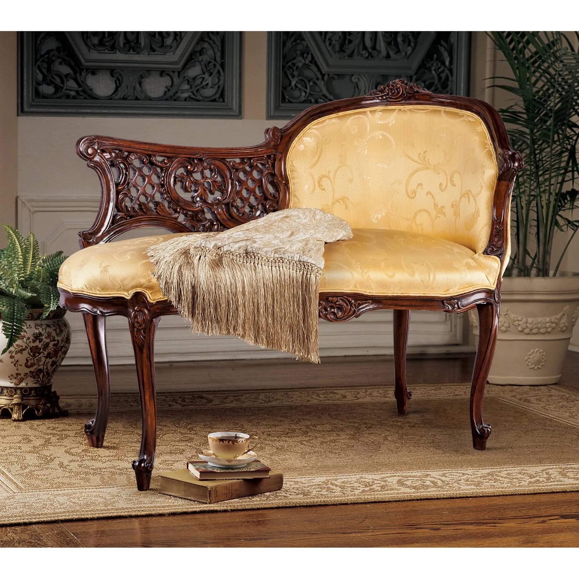 Design Toscano Madame Claudine's Mahogany Chaise Lounge