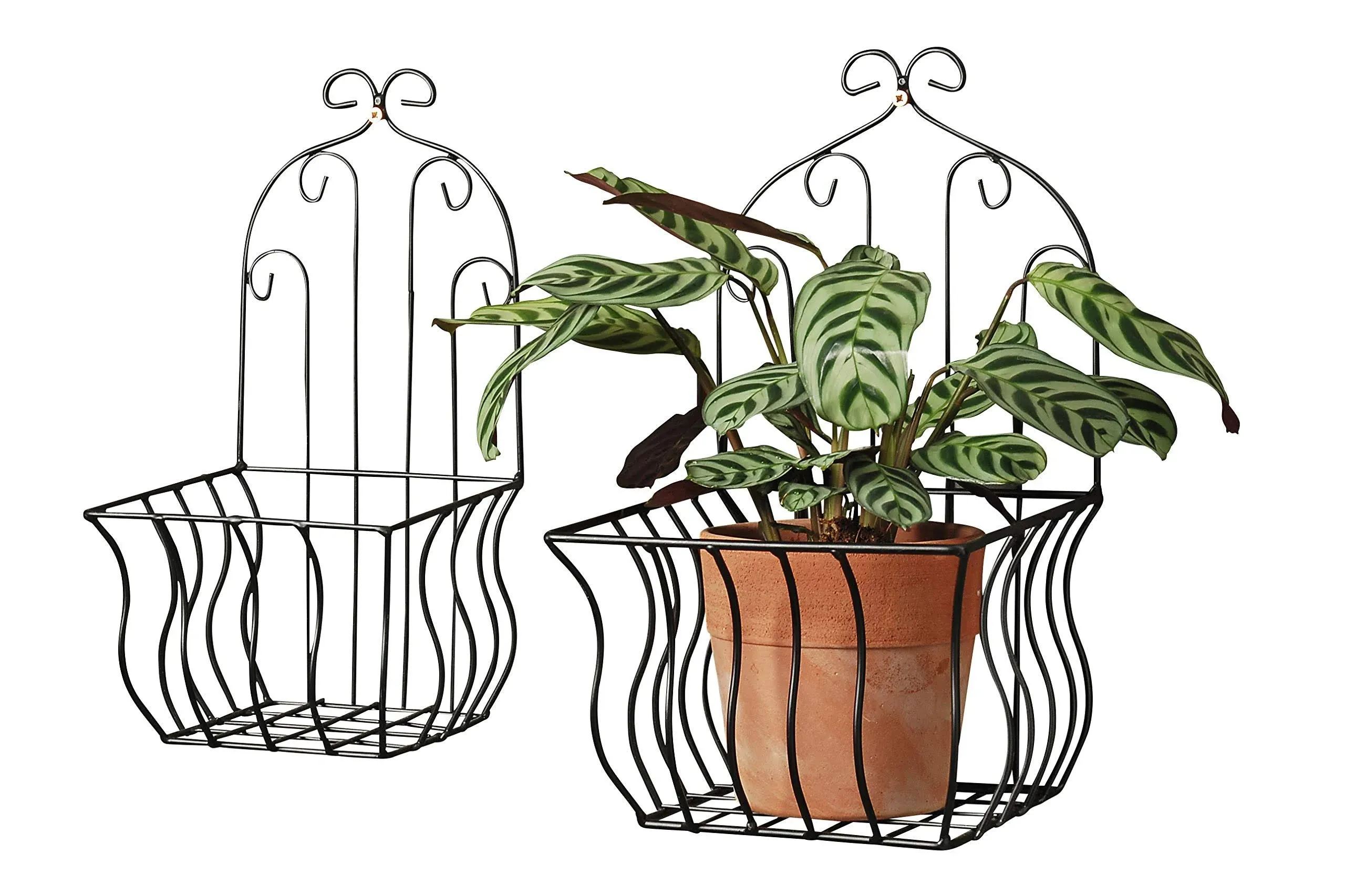 2 Piece Open Work Metal Wall Planter Set - Mediterranean - Outdoor Pots And Planters - by Whole House Worlds | Houzz