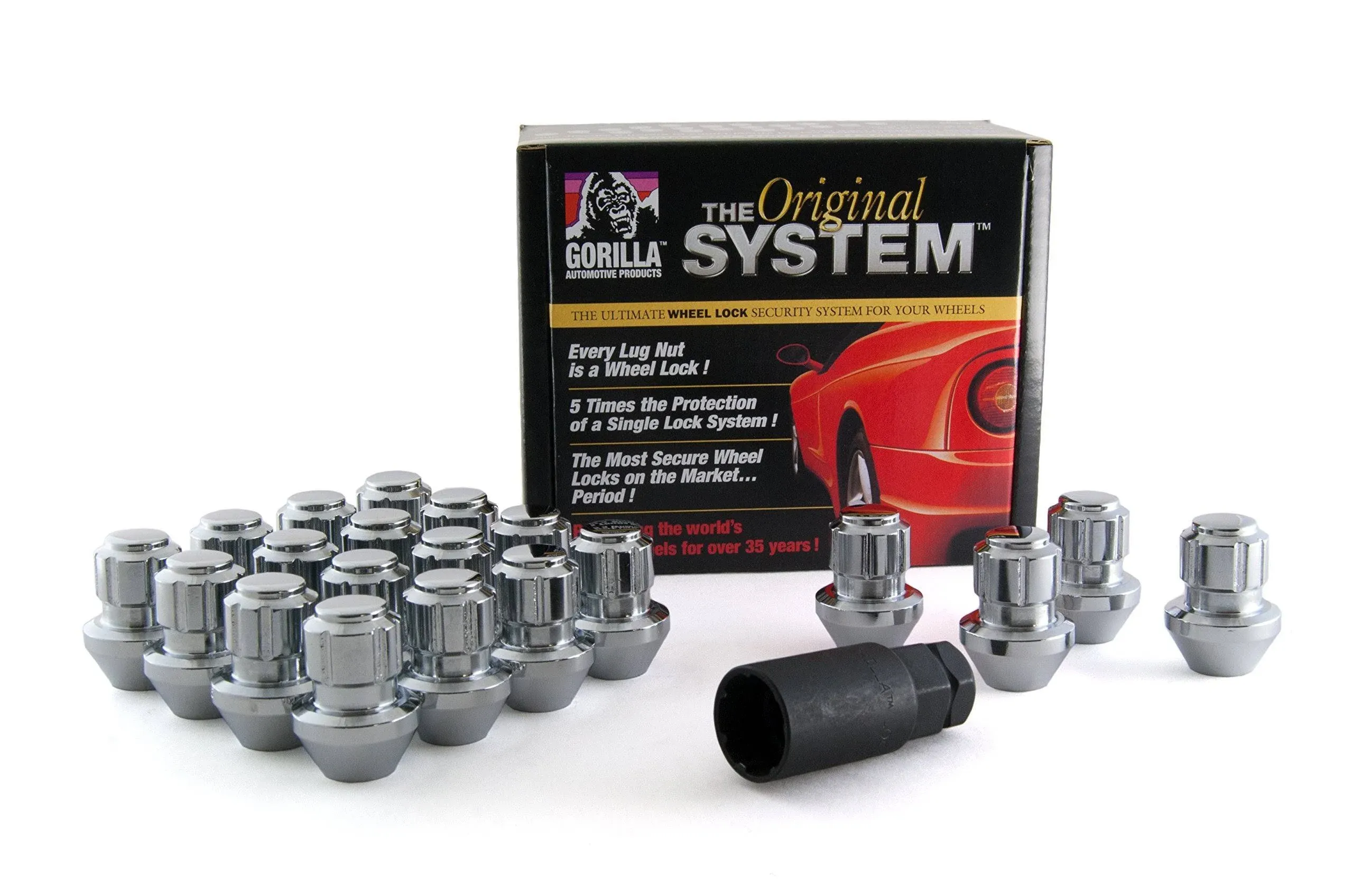 GORILLA FACTORY STYLE LOCKING LUG NUTS(Set of 20) : CHROME : 96643DX