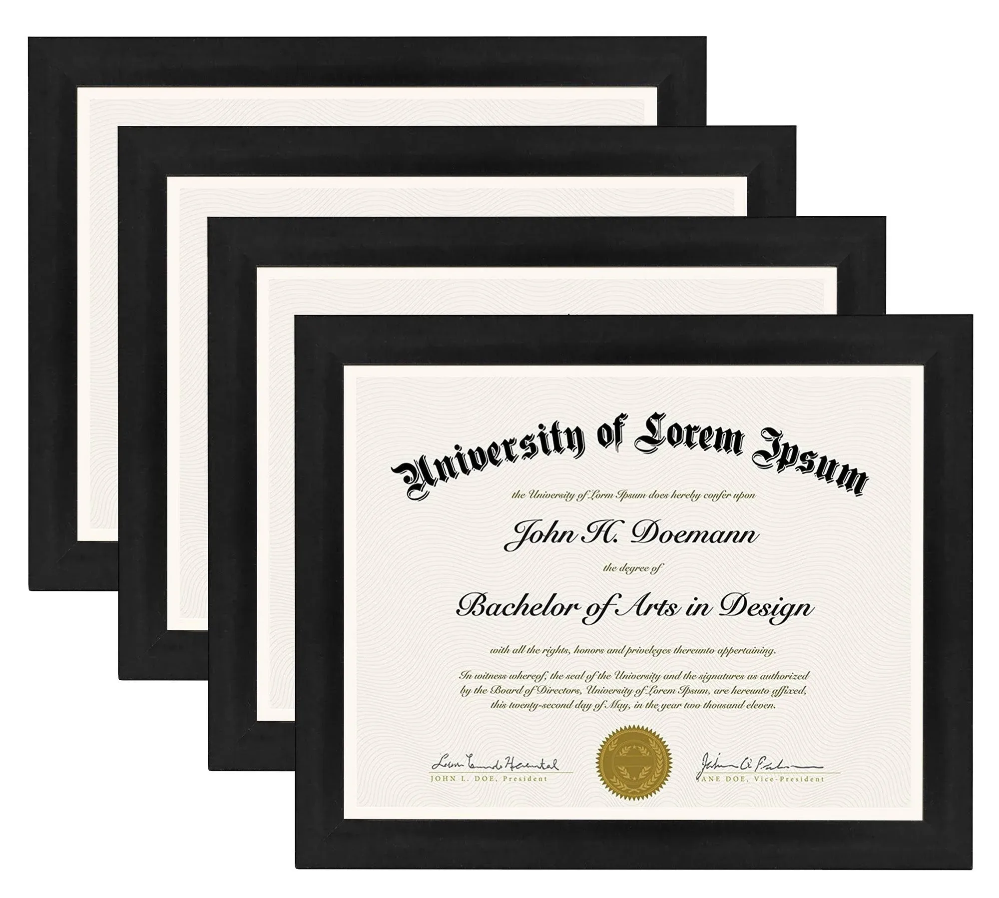 Americanflat 8.5x11 Diploma Frame with Shatter-Resistant Glass - Set of 4 - Document Frame with Engineered Wood - Legacy Collection - Certificate Frame for Tabletop and Wall Display - Black