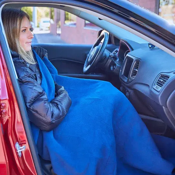 Heated Car Blanket – 12-Volt Electric Blanket for Car, Truck, SUV, or RV – Portable Heated Throw for Car or Camping Essentials by Stalwart (Navy Blue)