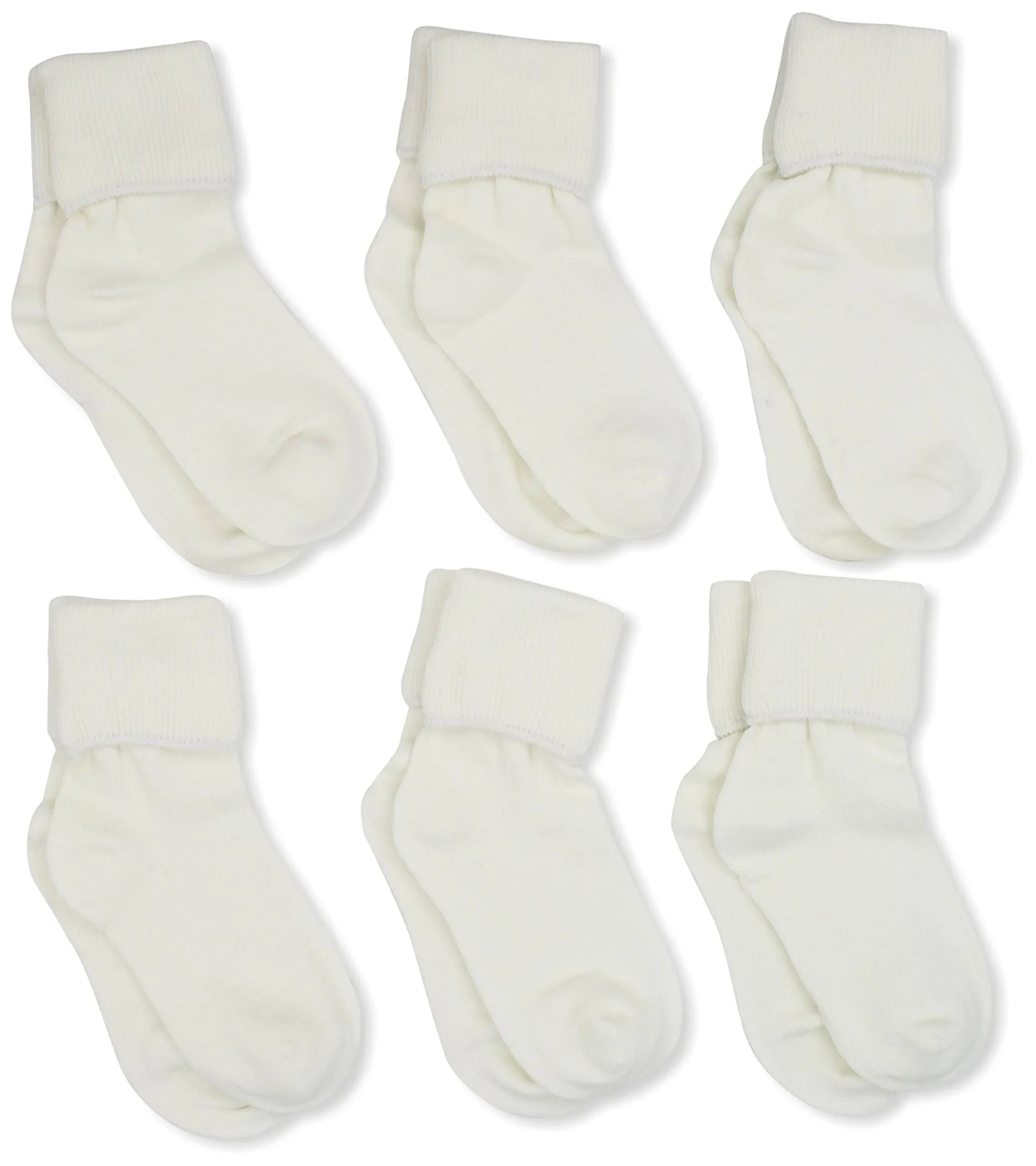 Jefferies Socks Womens Seamless Cotton Turn Cuff Roll Crew Socks 6 Pair Pack