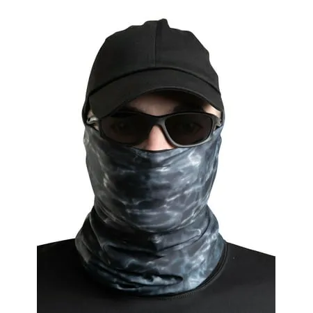 Aqua Design Fishing Hunting Masks Neck Gaiters for Men and Youth: UPF 50+ Sun Mask Protection: Camo Half Face Cover Balaclava Bandana: Black Water size L