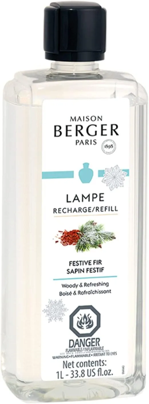 MAISON BERGER - Festive Fir - Lampe Berger Fragrance Refill for Home Fragrance Oil Diffuser - Air Freshener - 33.8 Fluid Ounces - 1 Liter