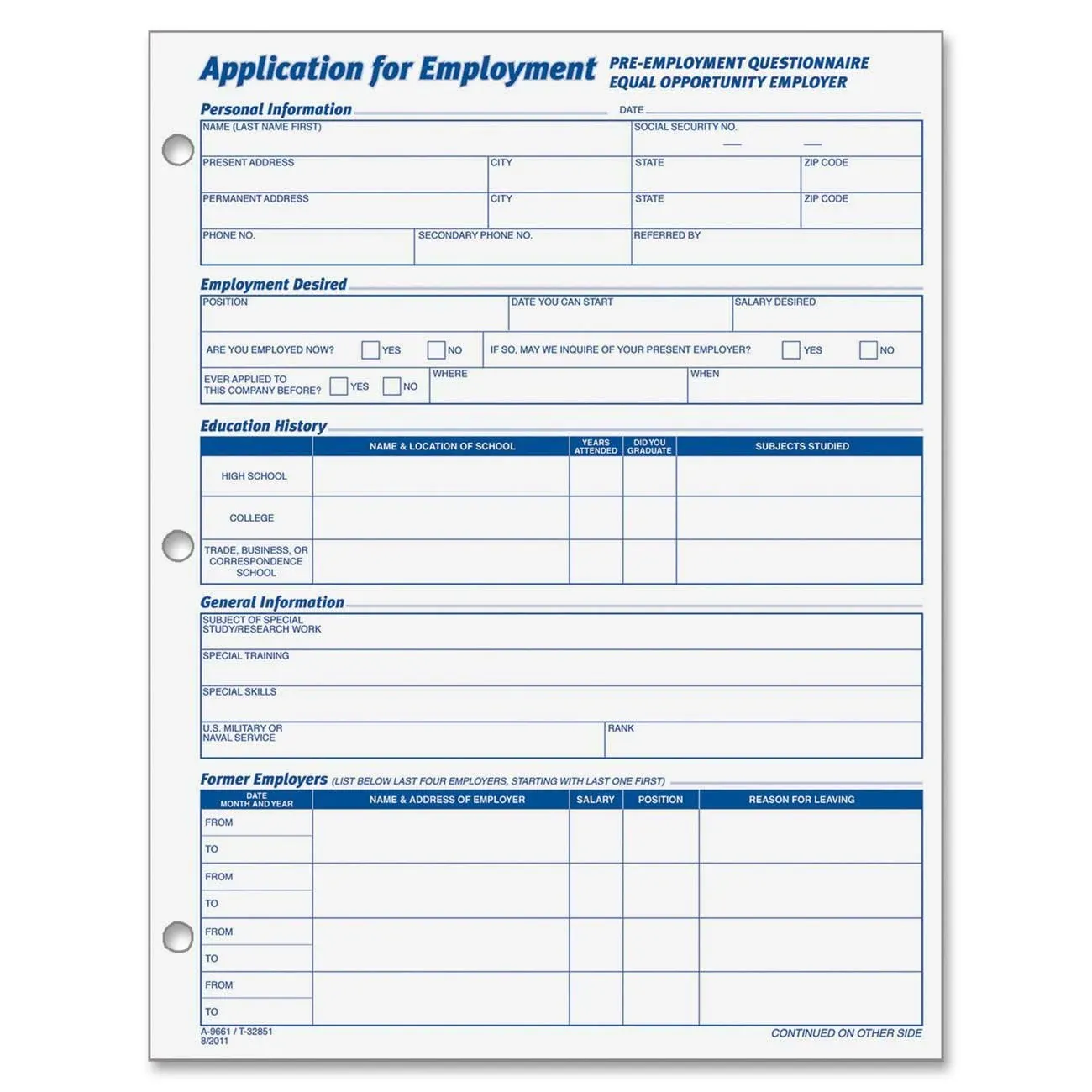 Adams Application for Employment