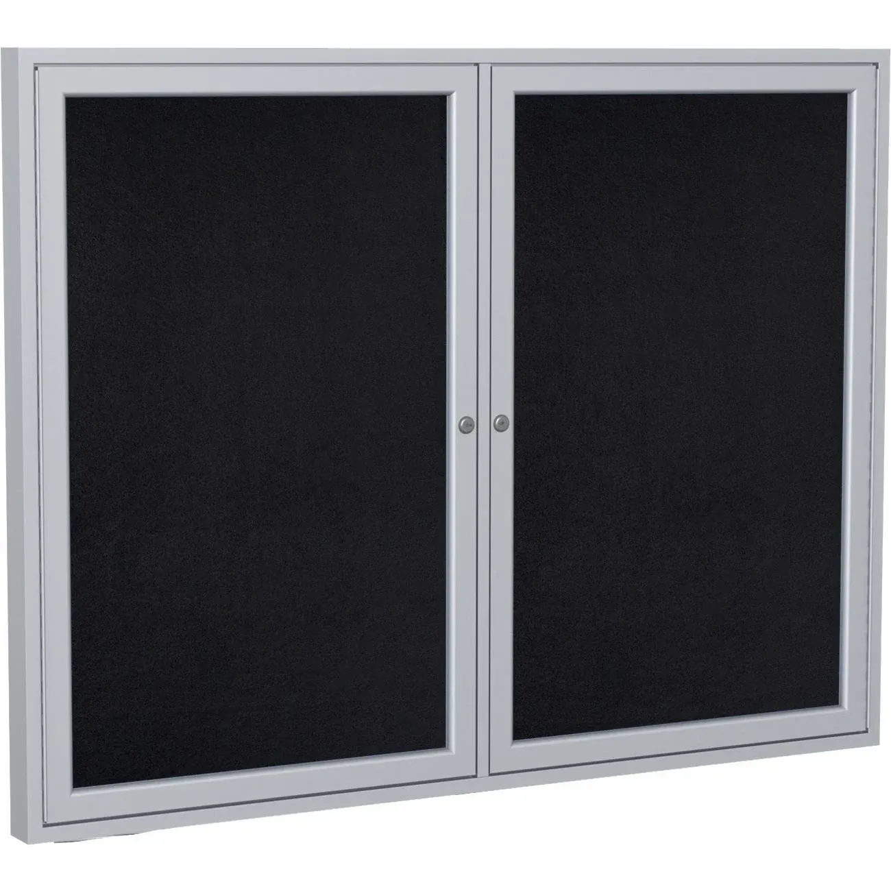 Ghent 2 Door Enclosed Recycled Rubber Bulletin Board Satin Frame 3'x4' Black