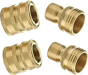 Garden Hose Quick Connect Fittings 3/4 Solid Brass Quick Connector Set 2-Pack