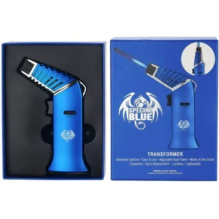 Special Blue Full Metal Butane Torch (BlUE) - Refillable Flame Lighter- Culinary Torch - Welding Torch - Adjustable Dual Flame for Desserts Creme Brulee BBQ and Baking