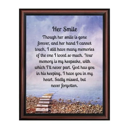 Sympathy Gifts for Loss of Mother Condolence Gift In Loving Memory Memorial Gifts for Loss of Wife Mom Grandma or Sister Bereavement Gifts to Remember Her Smile Memorial Picture Frame 2181W