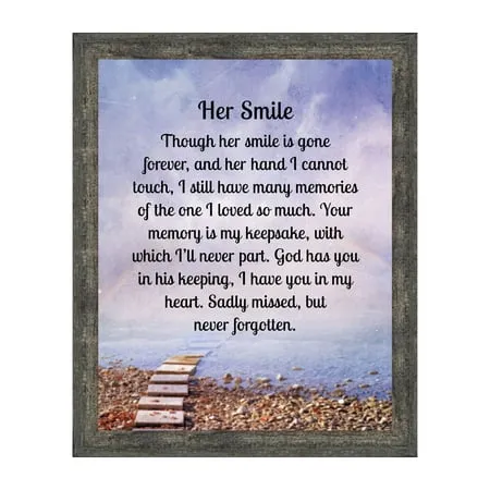 Sympathy Gifts for Loss of Mother Condolence Gift In Loving Memory Memorial Gifts for Loss of Wife Mom Grandma or Sister Bereavement Gifts to Remember Her Smile Memorial Picture Frame 2181BW