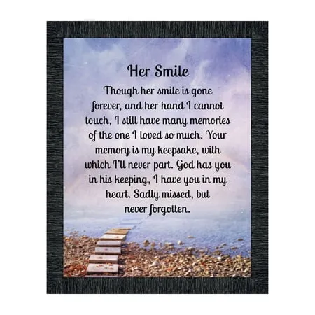 Sympathy Gifts for Loss of Mother Condolence Gift In Loving Memory Memorial Gifts for Loss of Wife Mom Grandma or Sister Bereavement Gifts to Remember Her Smile Memorial Picture Frame 2181CH