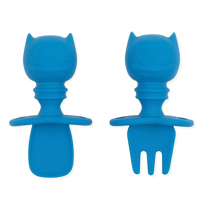 Batman Toddler Spoon and Fork Silicone Training Chewtensils | Bumkins