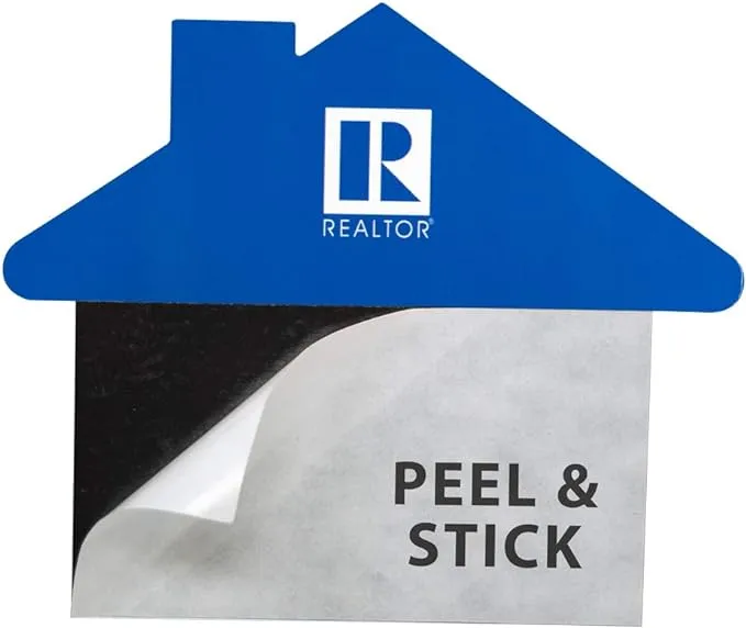 House Shaped Real Estate Marketing Easy Peel & Stick Business Card Magnets - 25 Pack (Pack of 25, Blue - Realtor Logo)