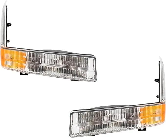 Brock Replacement Driver and Passenger Park Signal Front Marker Lights with Clear Lenses Compatible with 1999-2004 F250 F350 Super Duty Pickup Truck 2C3Z13201AA 2C3Z13200AA