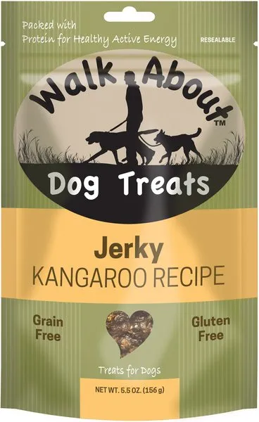 WA10003, Dog Jerky Treats, Grain-Free, Gluten-Free, Single Source Protein, Kangaroo Recipe, Resealable Pouch, 5.5 Ounces