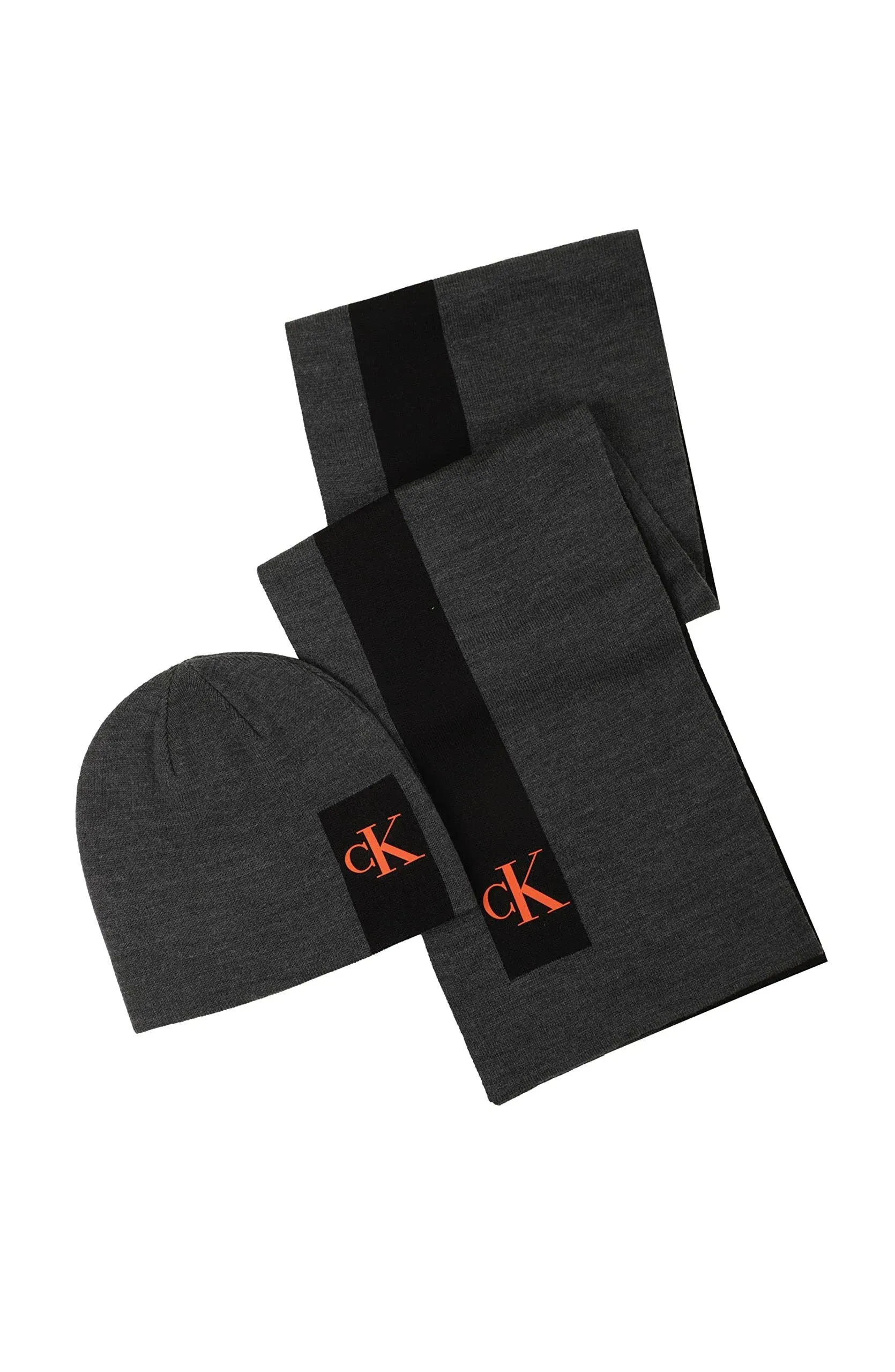 Calvin Klein Men's 2-Piece Logo Scarf & Beanie Hat Set