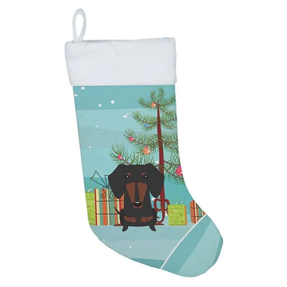 Caroline's Treasures, Christmas, Merry Christmas Tree Dachshund Black Tan Christmas Stocking, 13.5 x 18, Dogs