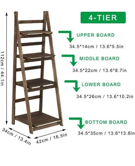 White Ladder Plant Stand Shelves