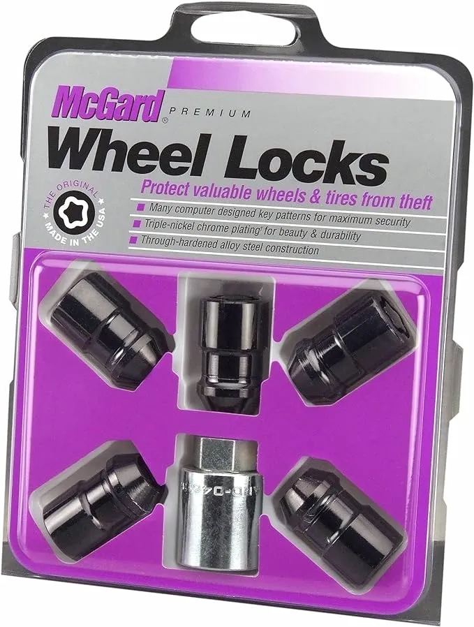 McGard Black Cone Seat Style Wheel Lock Set; 1/2-20 (79-14 Mustang)