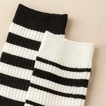 Womens Striped Socks Crew Socks for Women Black and White Striped Socks Womens Crew Socks for Leggings