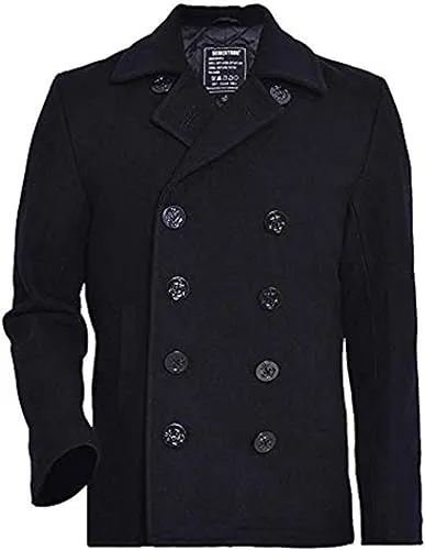 Seibertron Men's Woolen Coat US Navy Type 80% Wool USN Pea Coat (3xl, Black)