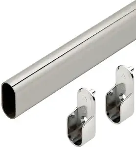 Oval Closet Rod with End Supports (CHROME - 48 inch)