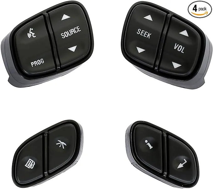 Steering Wheel Control Switch Button Compatible with 2003-2009 Chevy Silverado Suburban Tahoe Avalanche GMC Sierra Yukon Escalade Replaces# 21997738, 21997739, 1999442, 1999443