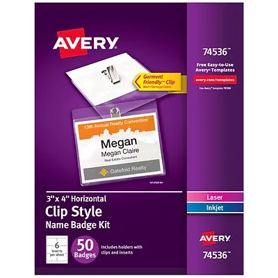 Avery Top-Loading Clip-Style Name Badges