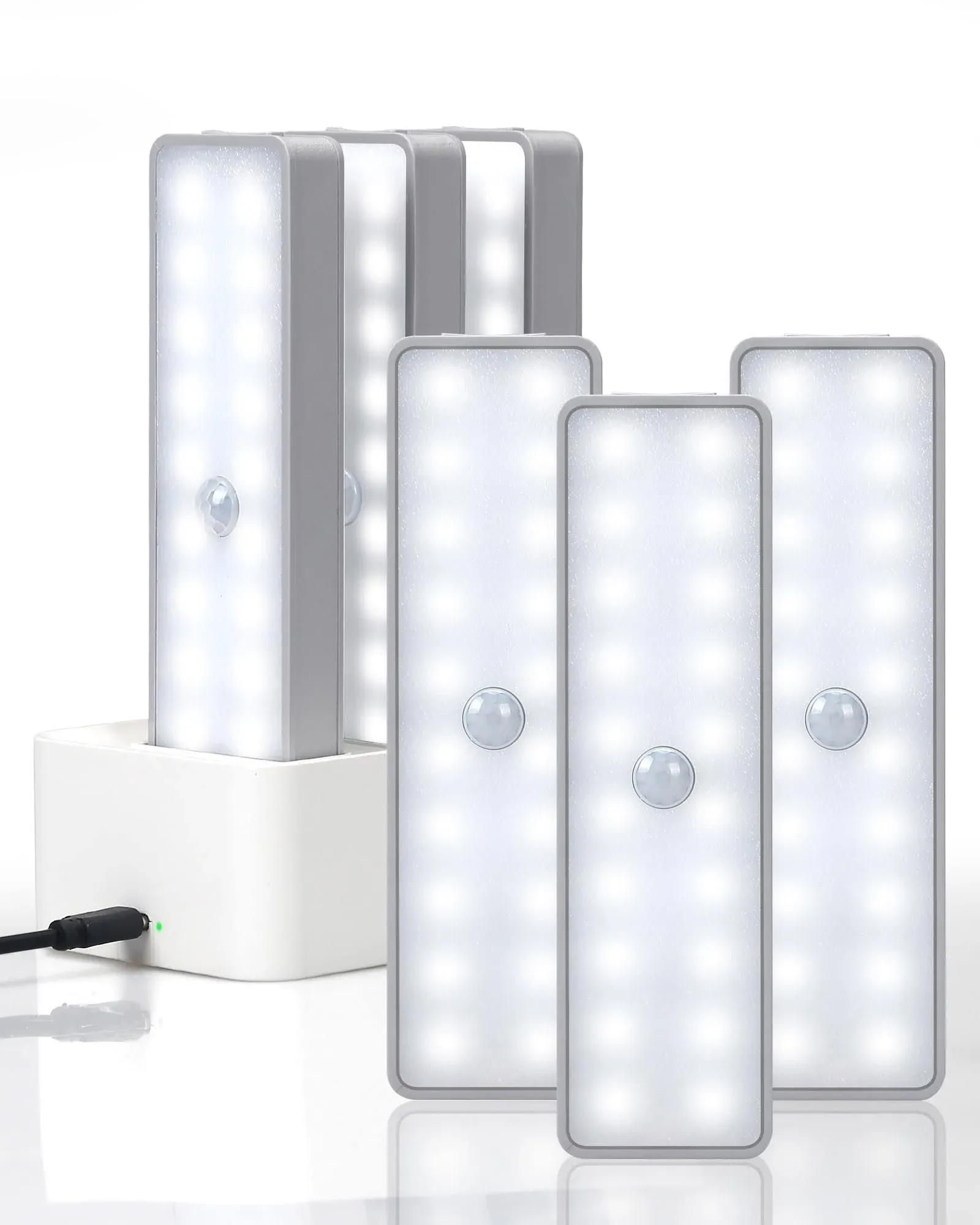 Under Cabinet Lights with Charging Station 20 LED Closet Lighting 6Pack 880Mah 6