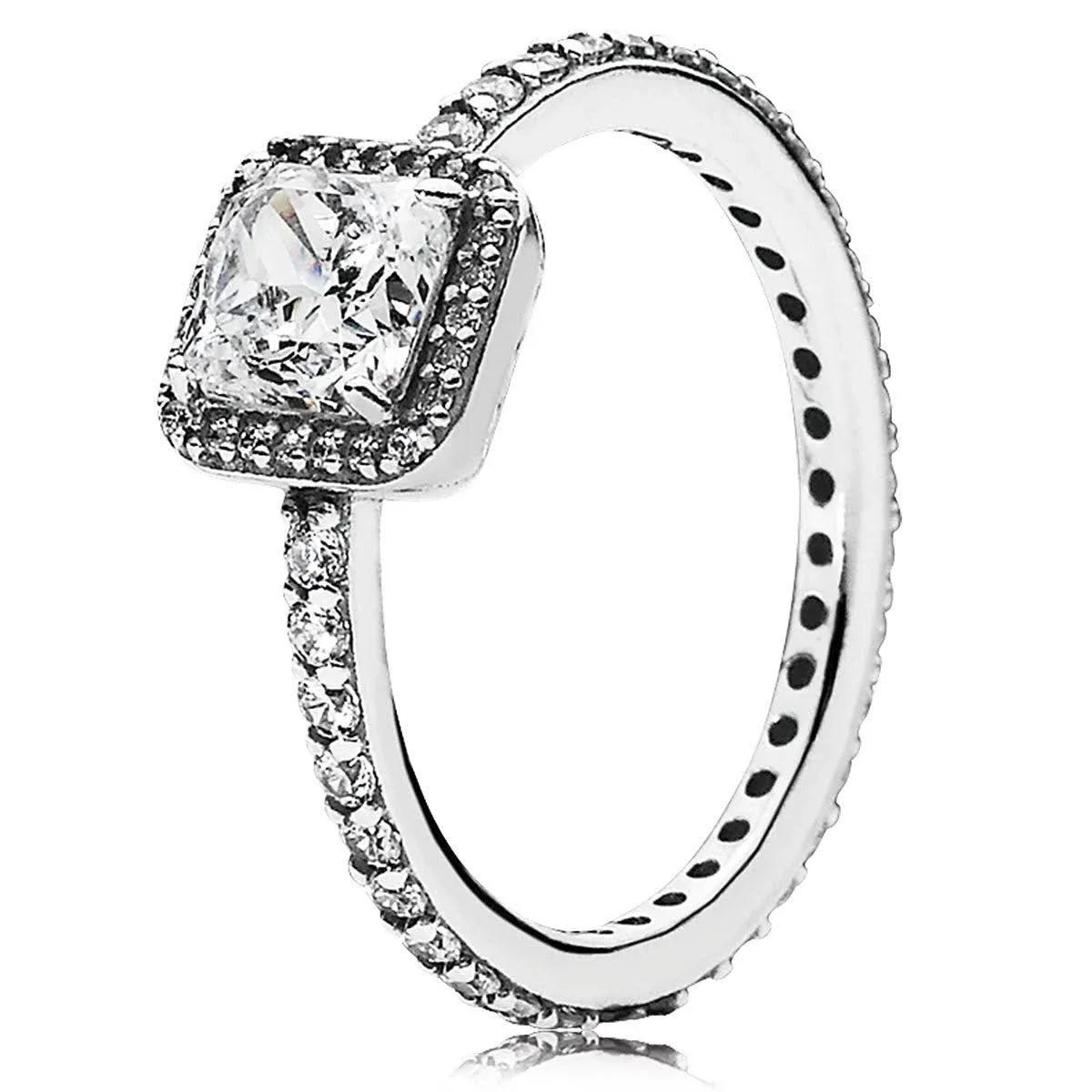 Pandora Square Sparkle Halo Ring