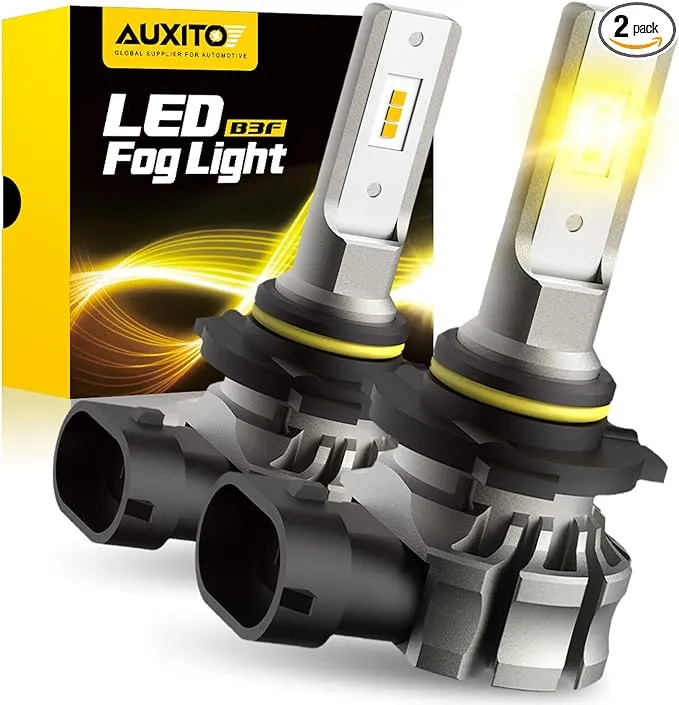 AUXITO 9145 LED Fog Light Bulbs, 6000LM 3000K Amber Yellow Light, 300% Brightness H10 9140 9045 9040 Led Fog Lights, CSP LED Chips, DRL Replacement for Cars, Pack of 2