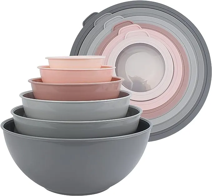 COOK WITH COLOR Mixing Bowls with TPR Lids - 12 Piece Plastic Nesting Bowls Set includes 6 Prep Bowls and 6 Lids, Microwave Safe Mixing Bowl Set (Mint Ombre)COOK WITH COLOR Mixing Bowls with TPR Lids - 12 Pie…