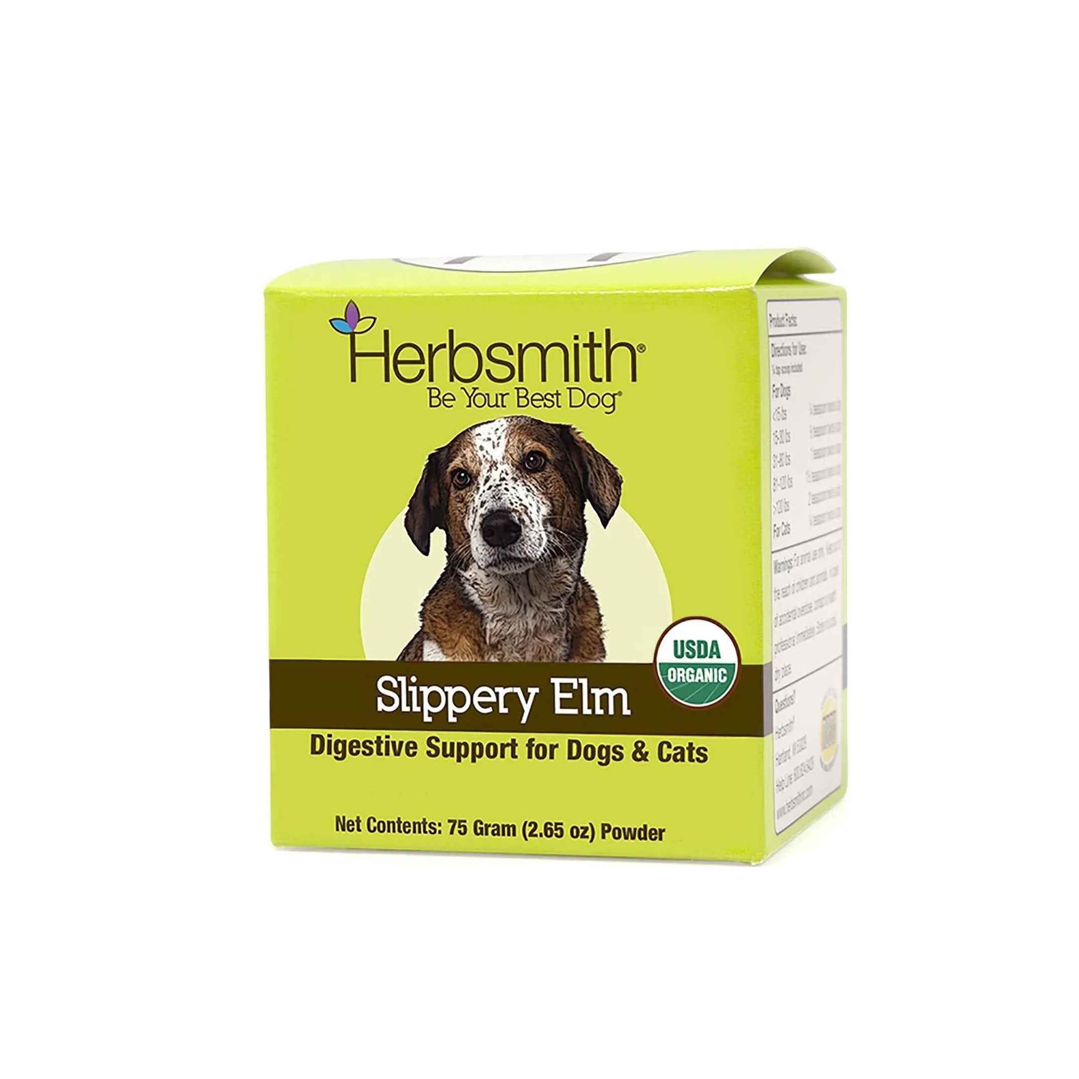 Herbsmith Organic Slippery Elm - Digestive Aid for Dogs and Cats - Constipati...