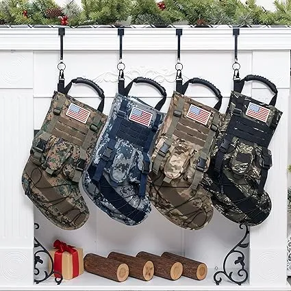 Tactical Christmas Stockings US Military with MOLLE Gear Webbing Desert Woodland