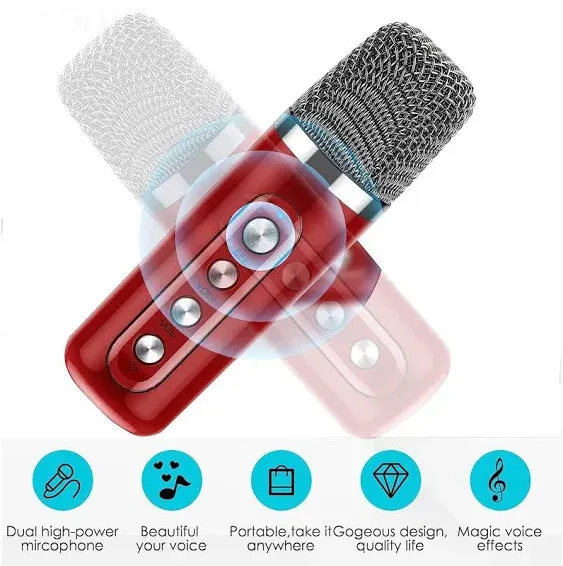 Karaoke Machine for Adults and Kids, Portable Bluetooth Karaoke Speaker with 2 Wireless Microphones for TV, Singing Karaoke for Home Party, Great Gifts for Boys and Girls