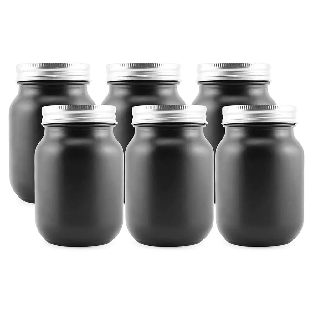 Darware Black Chalkboard Mason Jars (Pint Size, 6-Pack)