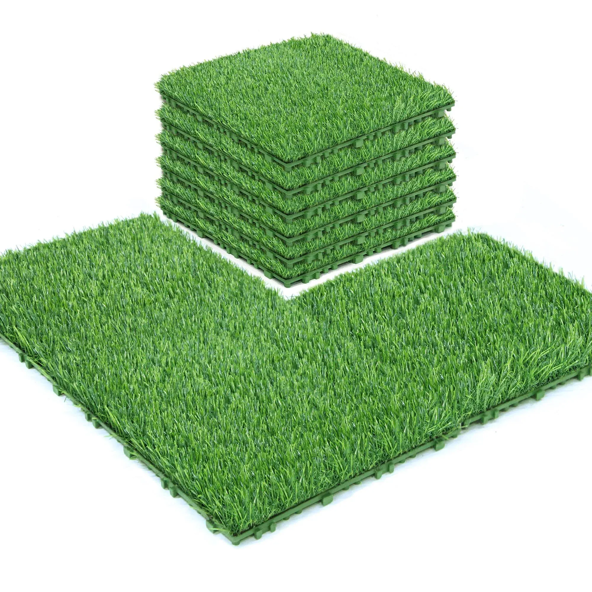 Artificial Grass Turf Tiles Interlocking Fake Grass Mat Tiles 9pcs 12&#039;&#039;x12&#039;&#039; Flo