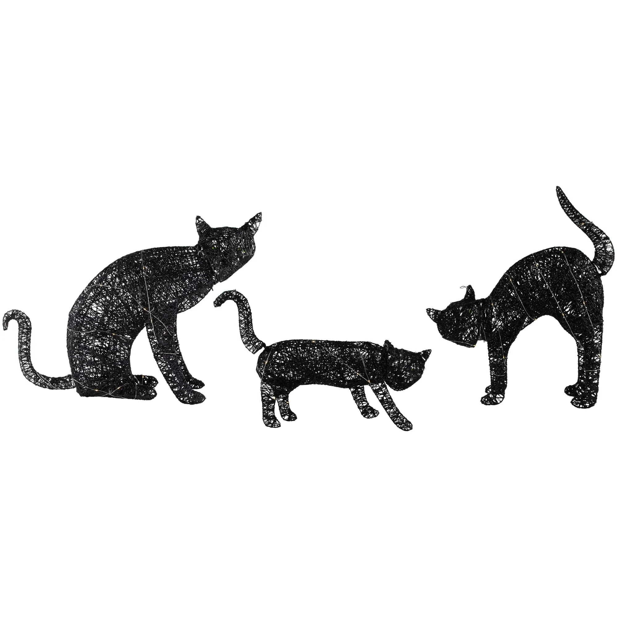 Northlight 27.5" LED Lighted Black Cat Family Outdoor Halloween Decorations (Set of 3)