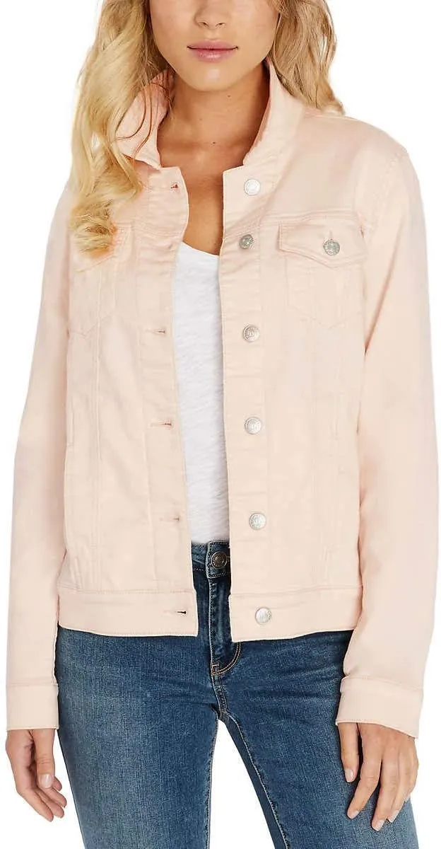 Buffalo David Bitton Womens Knit Denim Jacket (Light Pink, X-Small)