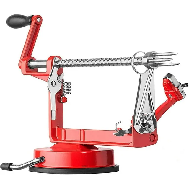 Apple Peeler Slicer Corer with Stainless Steel Blades and Powerful Suction Base for Apples Pears Potatoes(Red)