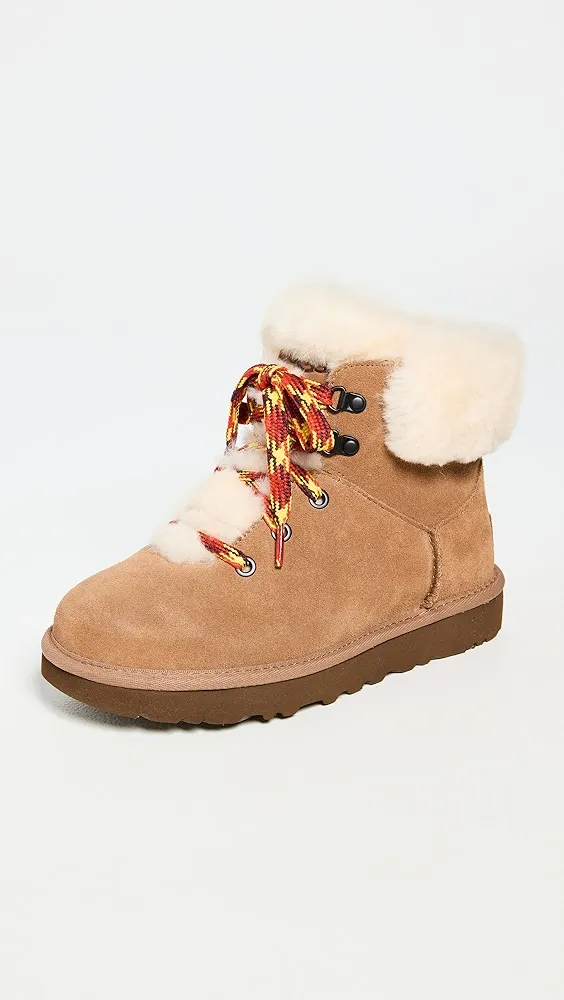 Shop Ugg Classic Mini Alpine Lace Boots Chestnut