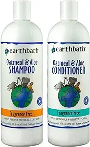 Earthbath Oatmeal & Aloe Shampoo & Conditioner Pet Grooming Set - Itchy, Dry Skin ...