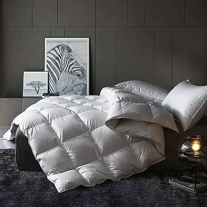 C&W Goose Down Comforter Queen Size Down Duvet Insert 90x90 inches 100% Natural Cotton Shell 750 Fill Power 50oz Fill Weight Medium Weight for All Season White Solid