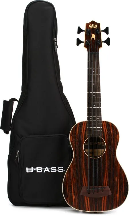 Kala Ebony Top Acoustic-Elect<wbr/>ric U-Bass Ukulele Uke Bass Fretted w/ Gig Bag