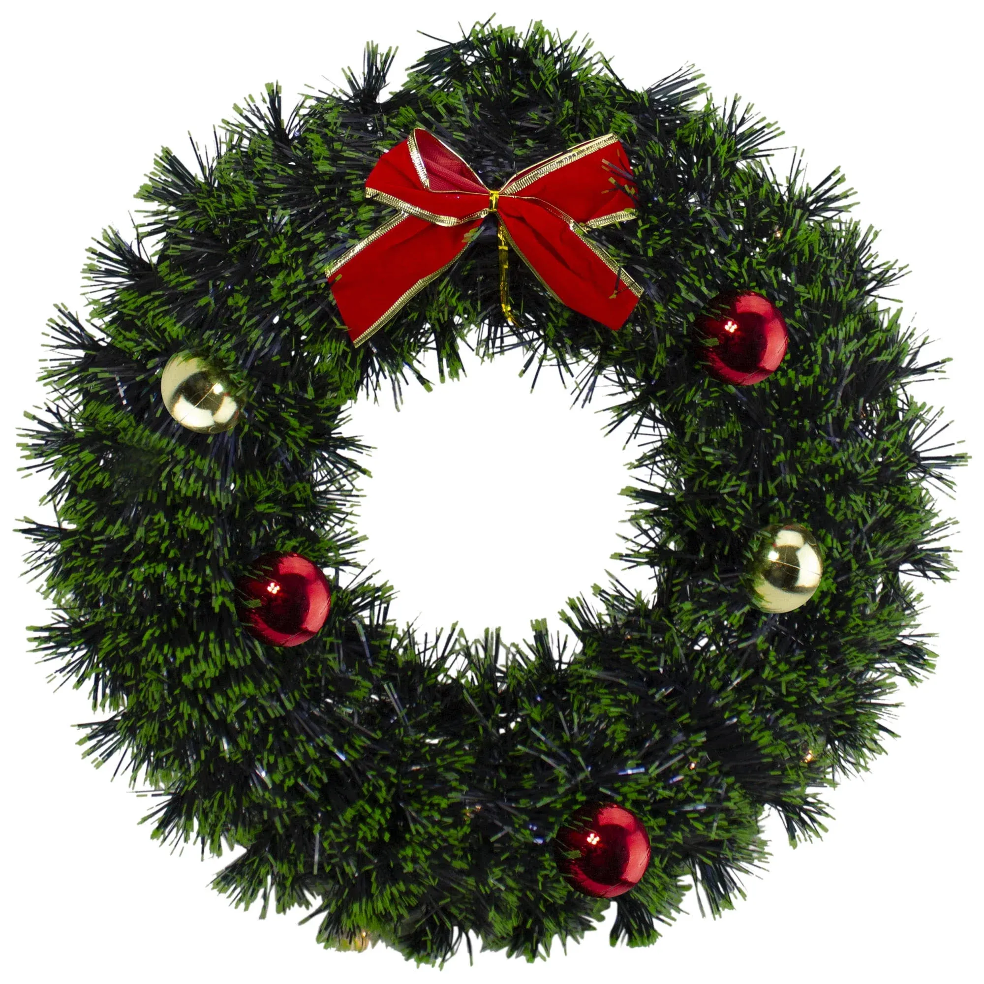 Northlight 17" Pre-Lit Green Tinsel Artificial Christmas Wreath with Bow