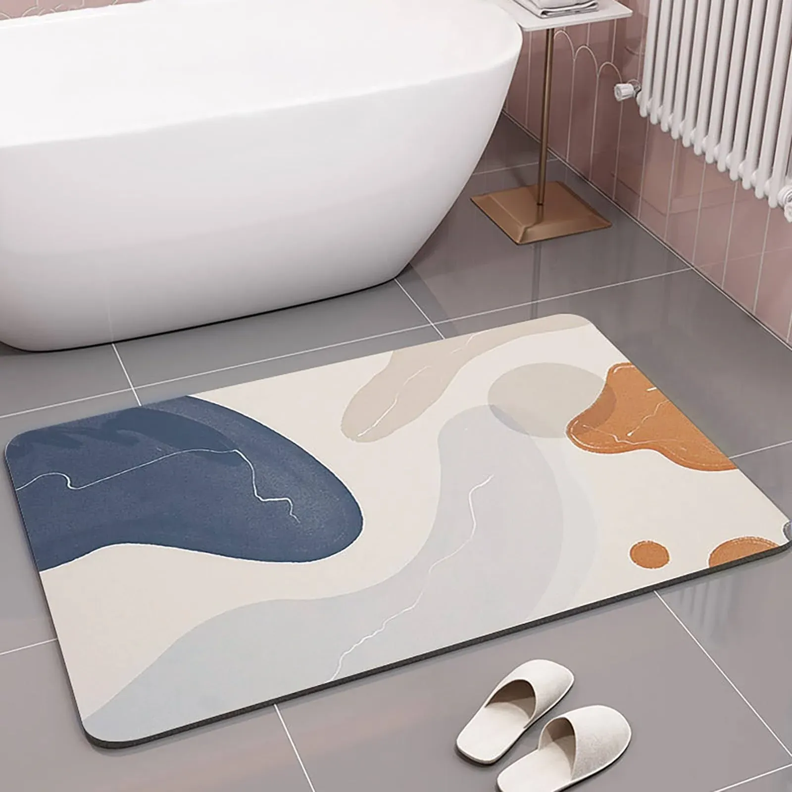 Quick Dry Bath Mat Non-Slip Thin Bathroom Rugs Mat Fit Under Door Washable Ul...