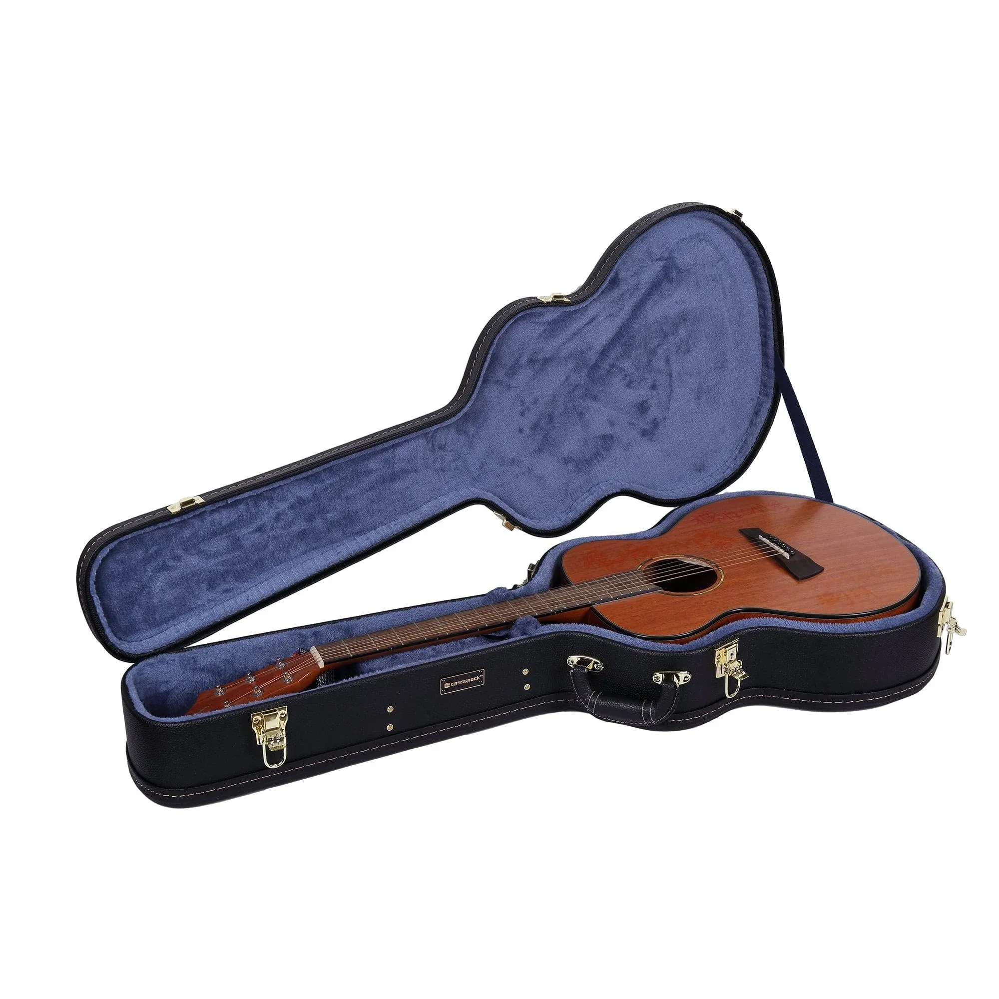 Crossrock OM/000 Guitar Hard Case, Multi-layer Wood Case, Sturdy Arch-top Style