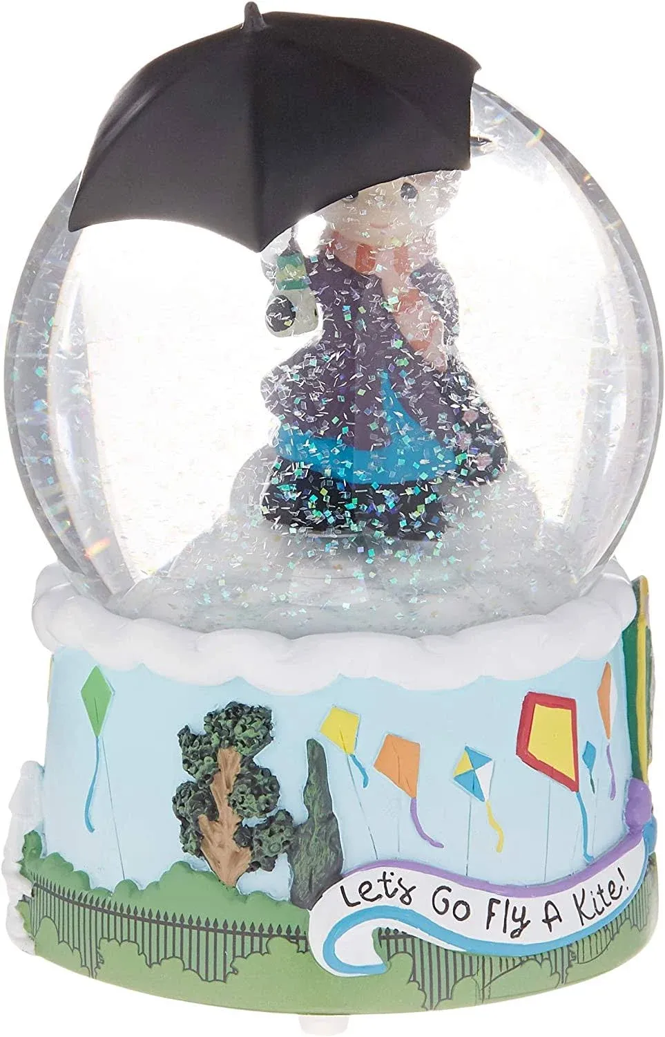 Precious Moments Let's Go Fly A Kite - Mary Poppins Musical Snow Globe